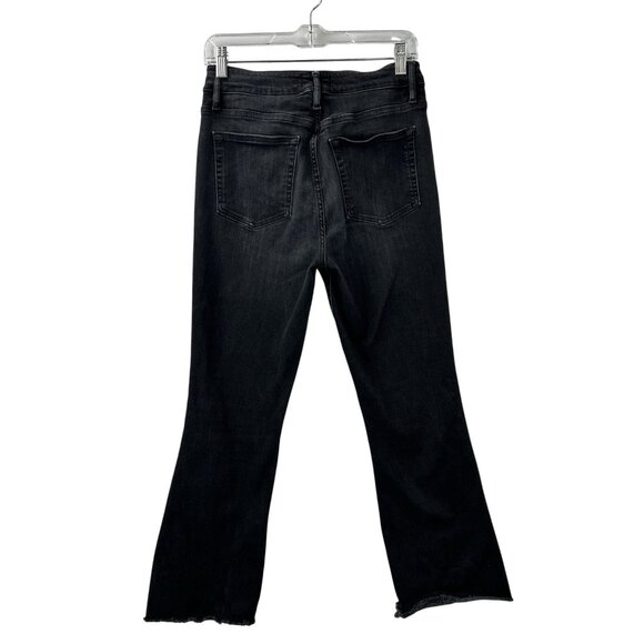 FRAME Le Crop Slim Bootcut Jeans Womens Size 29 Black Raw Edge Denim Mid Rise - Picture 2 of 16